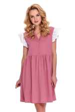 Оригинальная домашняя сорочка с кружевными рукавами (Размер: S) (Цвет: розовый)