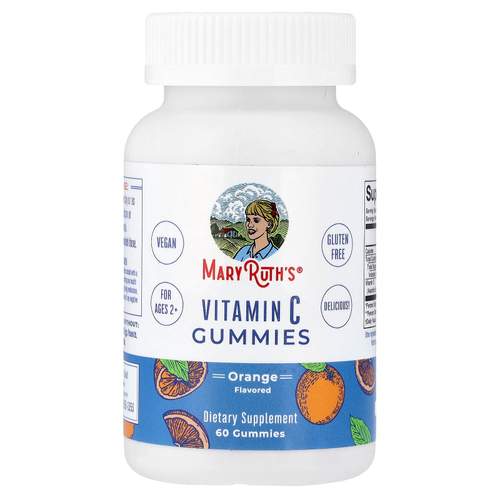 MaryRuth's, жевательные таблетки с витамином C, для детей от 2 лет, апельсин, 60 жевательных таблеток (125 мг в 1 жевательной таблетке)