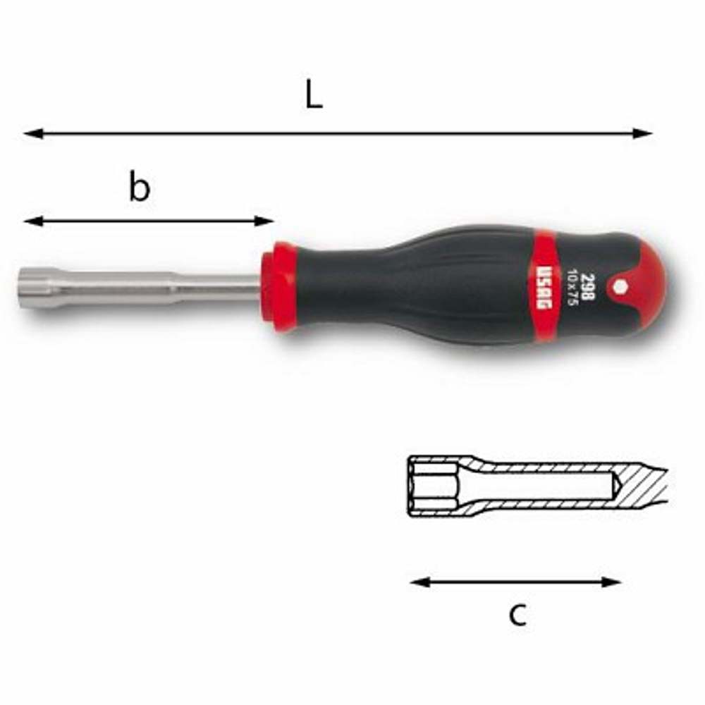 299 Торцовые ключи с внутренним шестигранником с рукояткой LOGIC 7 мм., USAG (Италия)