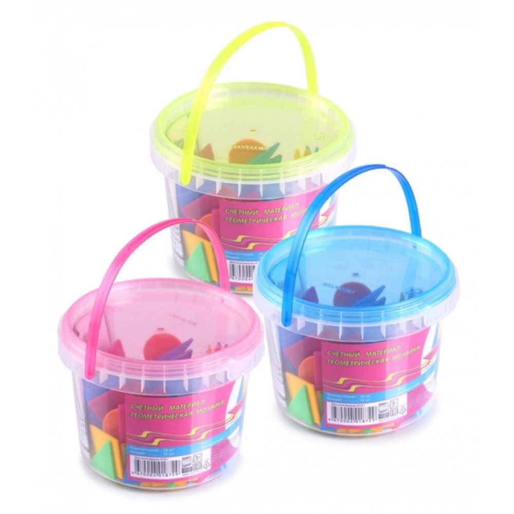 Счетные материалы СТАММ "Геометрическая мозаика", 120 элементов, ведро, ДМ02