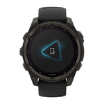 Спортивные часы Garmin fenix 8, 47 мм, Solar, титан с DLC, сапфир, силиконовый ремешок цвета чёрный/«серая галька» Тёмно-серый безель из титана с DLC-покрытием, дисплей Solar. Ремешок с классической застёжкой — на запястье обхватом 125–208 мм