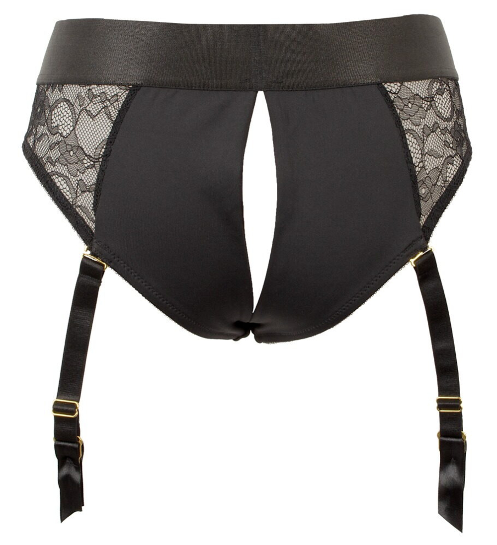 Черный женский страпон Strap-on Set: трусики и насадка (Цвет: черный)