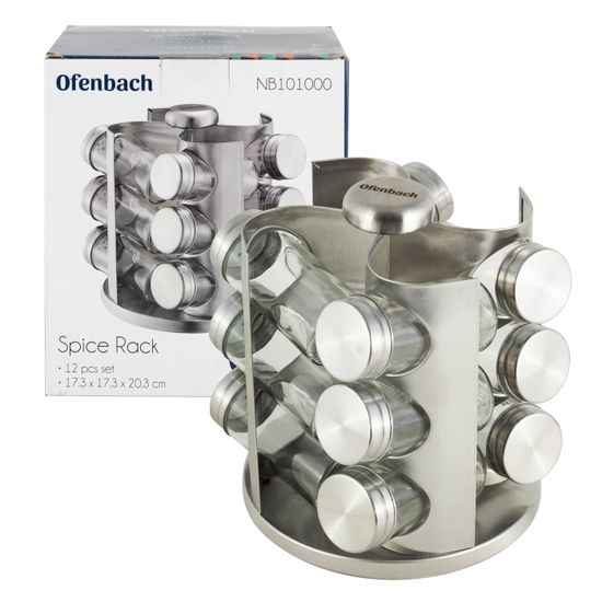 Набор ёмкостей для специй 12 шт. Ofenbach NB 101000 на круглой подставке из нержавеющей стали