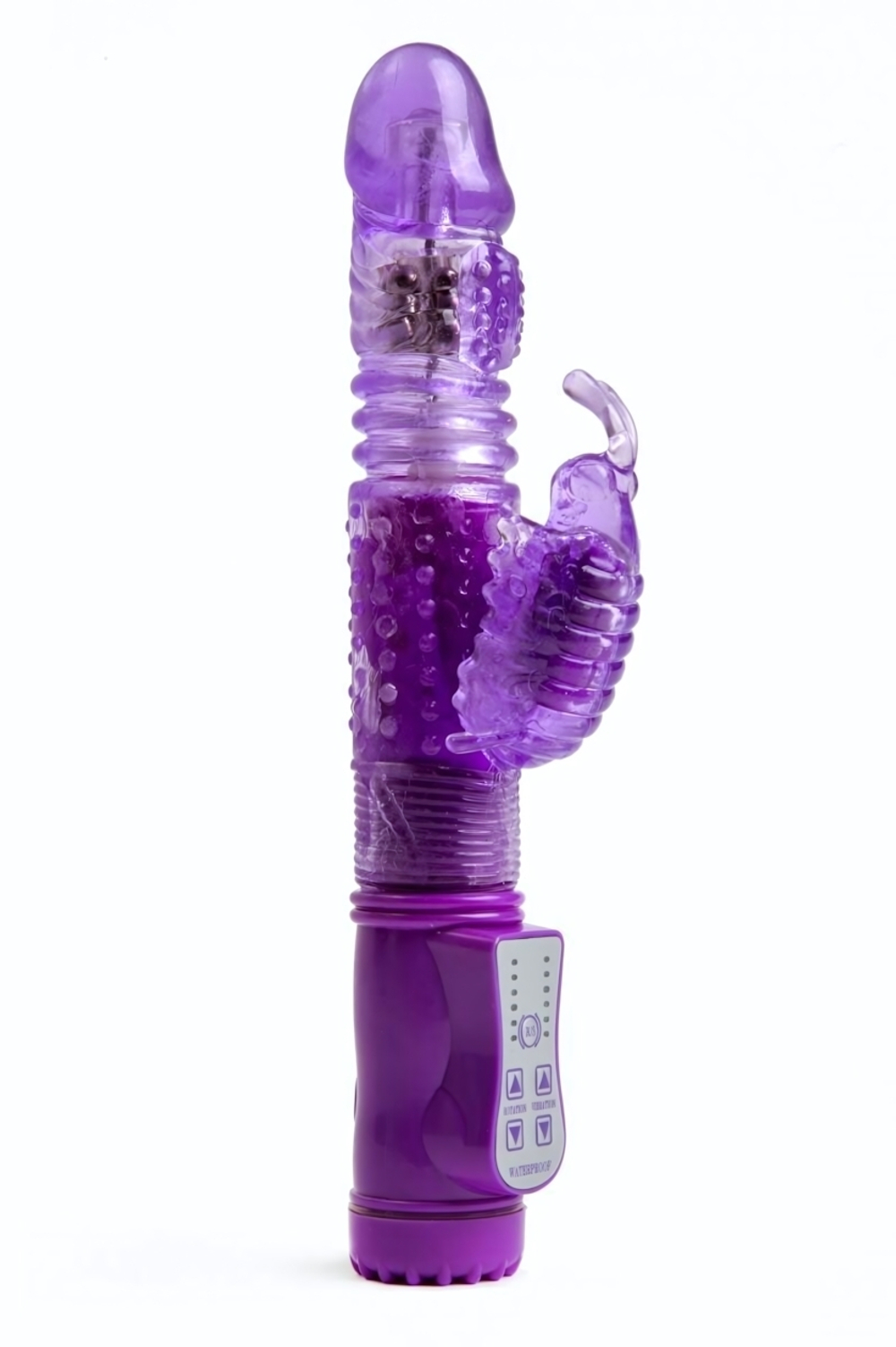 Фиолетовый виброкомпьютер с ротацией и режимом Up&Down - 23,5 см. (Цвет: фиолетовый)