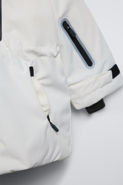 ZARA НЕПРОМОКАЕМАЯ ВЕТРОЗАЩИТНАЯ КУРТКА, ЖЕЛТОВАТО-БЕЛЫЙ