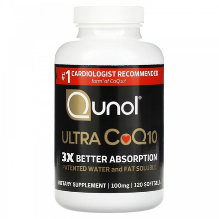 Qunol, Ультра коэнзим Q10 100 мг, Ultra CoQ10 100 mg, 120 желатиновых капсул