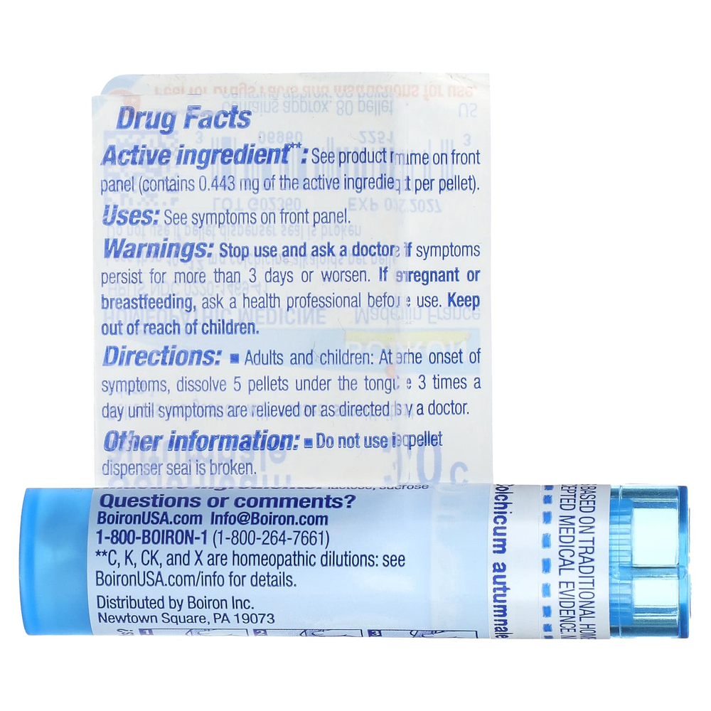 Boiron, Colchicum Autumnale 30C, для облегчения пищеварения, примерно 80 гранул