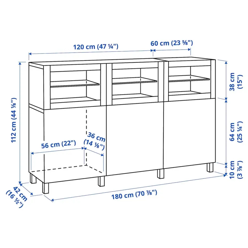Комбинация для хранения - IKEA BESTÅ/BESTA/ БЕСТА/БЕСТО ИКЕА, 180x42x112 см, черный