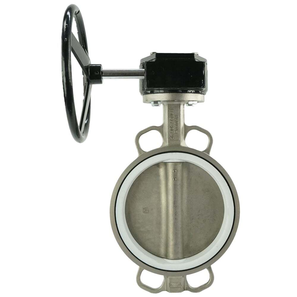 Water Butterfly Valve Elephant 316L-PTFE-RDN, body material - stainless steel AISI 316L, disk material - stainless steel AISI 316L, seal - PTFE, gear operated