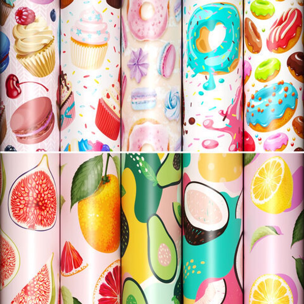 Бумага упаковочная "Sweet Life" 70x100 см, 10 дизайнов ассорти, ЗОЛОТАЯ СКАЗКА, 591920, 1шт