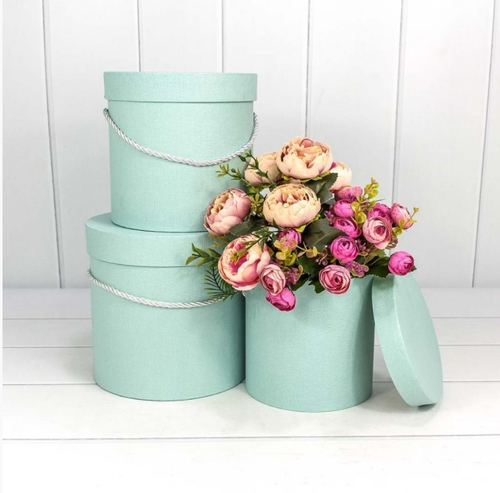 Коробки Цилиндр Набор 3 шт. из дизайнерской бумаги Тиффани