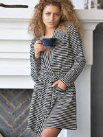 Халат-кардиган из мягкой ткани с хлопком (Размер: S) (Цвет: черный с белым)