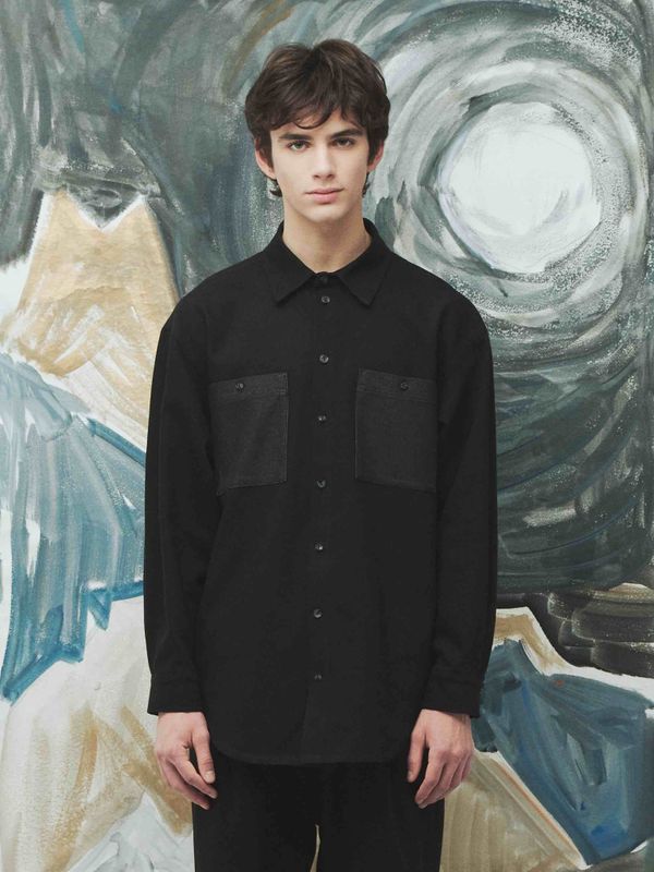 Рубашка Patchwork черная - фото 1