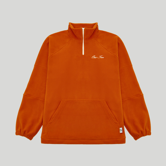 Drawstring Half-Zipped Sweatshirt Orange