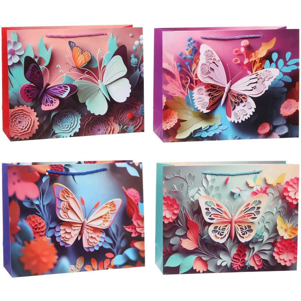 Пакет подарочный «Невероятная бабочка» 32*25*11 см, микс