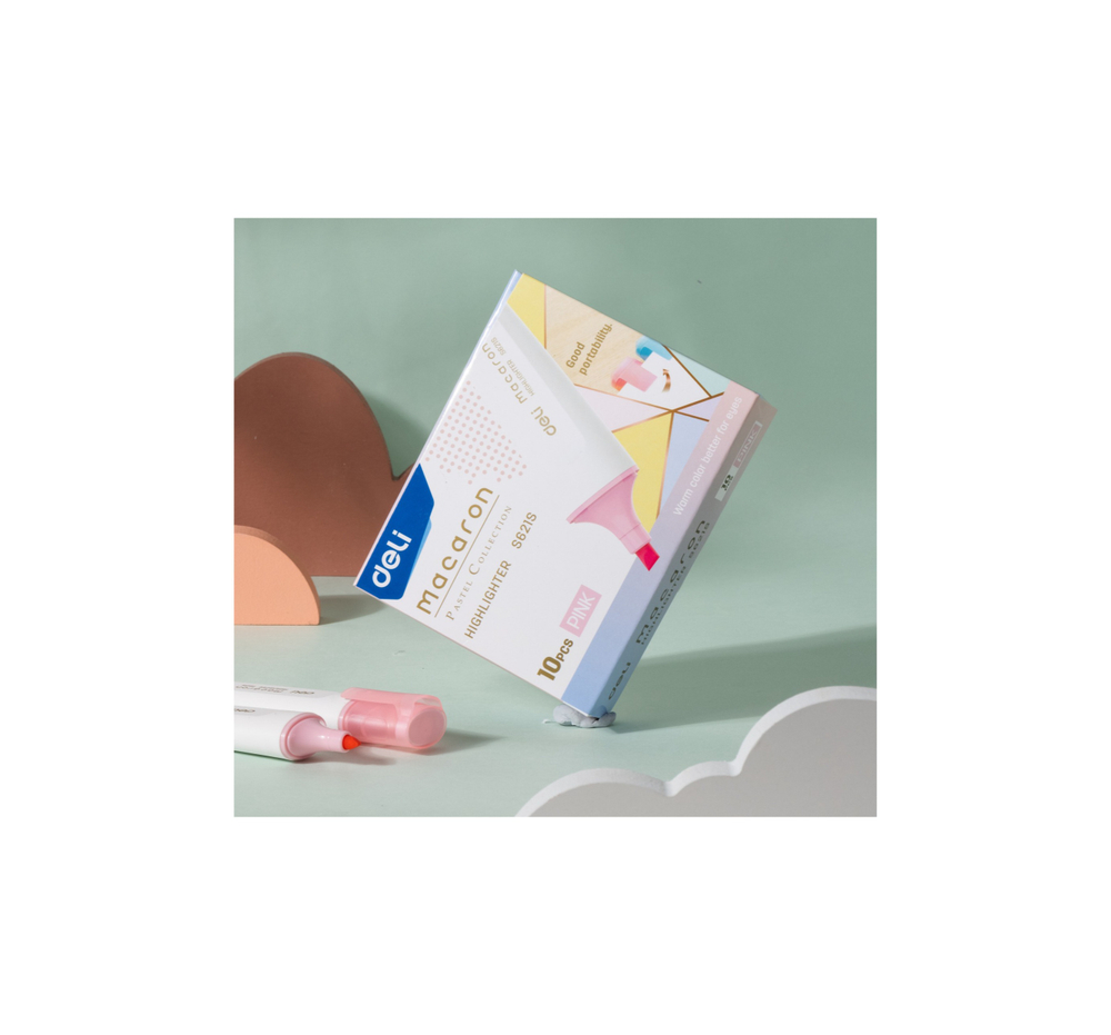 Маркер текстовыделитель DELI Macaron 1-5мм, скошенный, розовый ES621