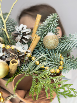 «Хогвартс в Букете» новогодняя композиция из нобилиса, корицы и украшений