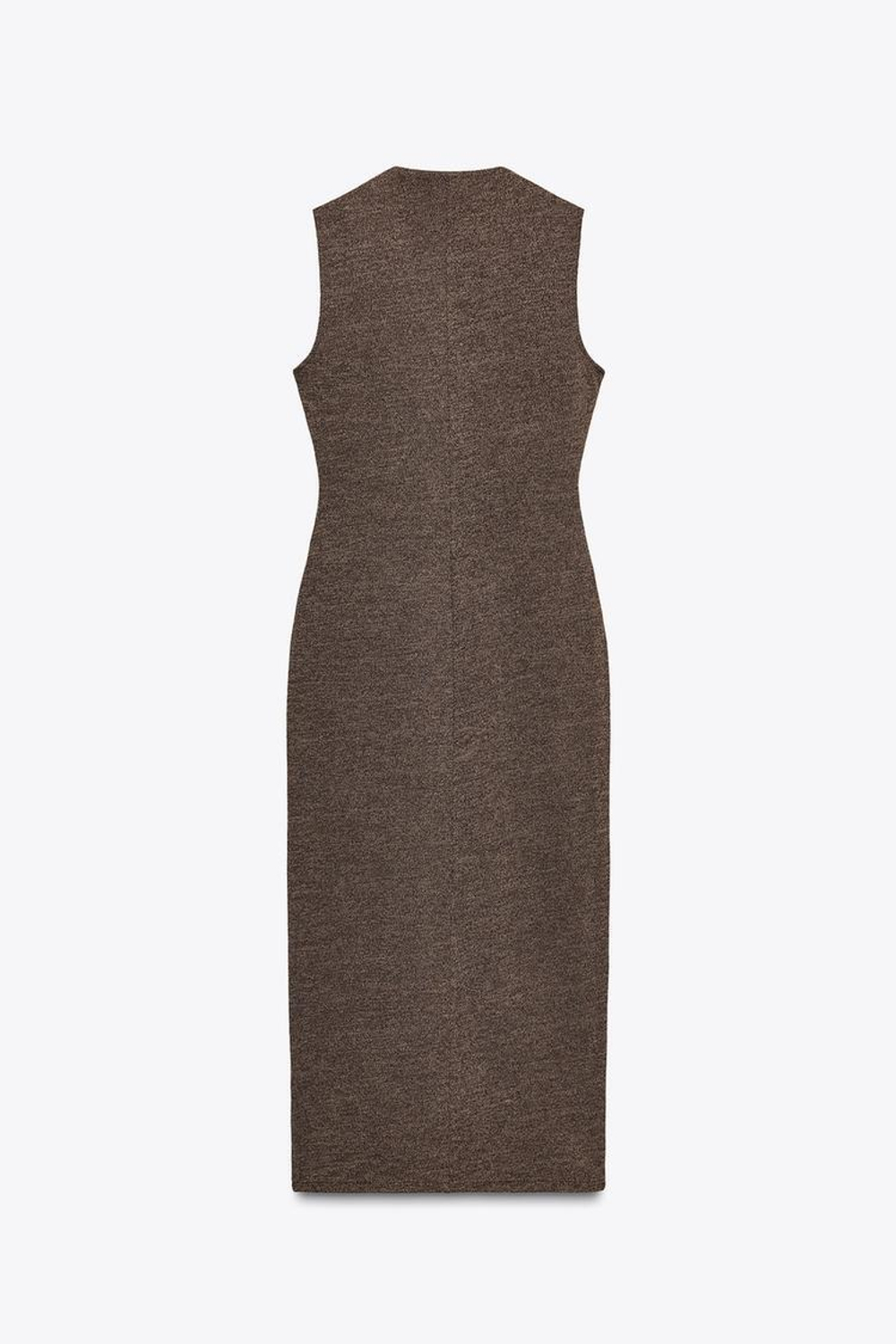 ZARA ПЛАТЬЕ МИДИ С ПУГОВИЦАМИ, КОРИЧНЕВЫЙ МЕЛАНЖ