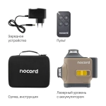 Уровень лазерный Nocord, 3х360, без аксессуаров в сумке, зеленый луч, NCL.3P.B1