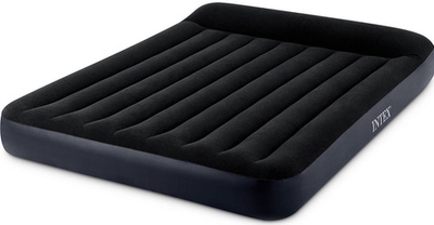 Мaтрас нaдувной Intex 64143 Pillow Rest 152х203х42 см / Крoвать нaдувная Интeкс двухспальная велюровая со встроенным электронасосом 220V и подголовником