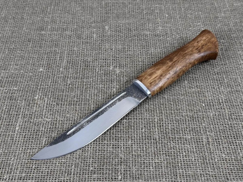 Финский нож Леуку, сталь 95Х18, рукоять мореная карельская берёза