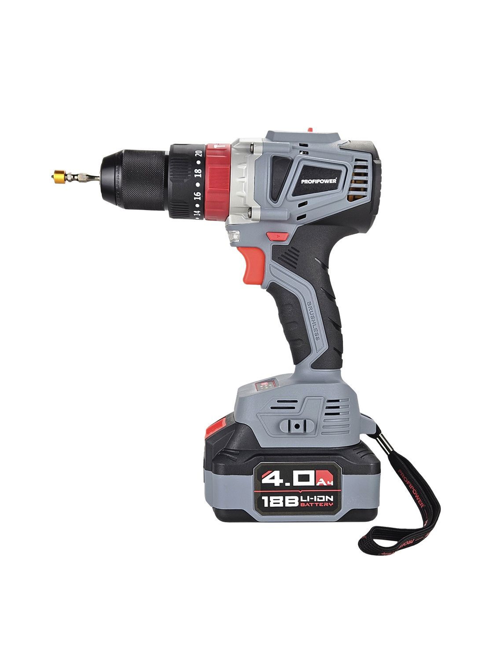 Аккумуляторная бесщеточная ударная дрель MKDHP-18V (18В,Li-ion-2шт, 4.0Ач, 90Нм, 2 скорости, З/У, в кейсе)