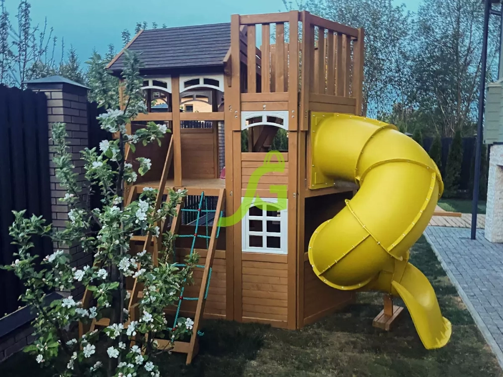 Детская площадка Клубный домик с горкой трубой 4 Luxe