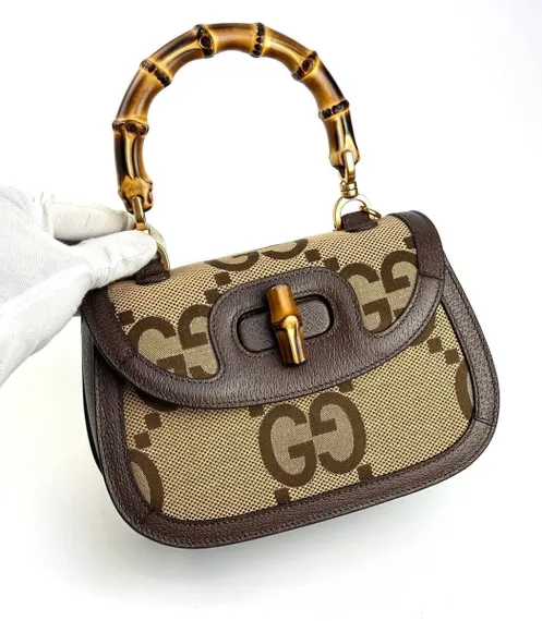 Маленькая сумка Gucci Bamboo 1947 из текстиля Jumbo Gg