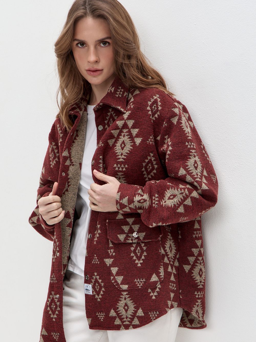 Рубашка Kefirmykifer в этностиле бордовая