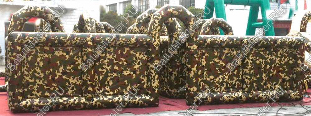 Коммерческий надувной батут "Лабиринт милитари" 12*8*2,5 м