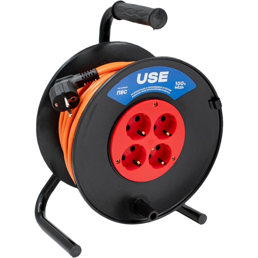 Удлинитель USE ПВС 4000 Вт 50м на катушке с заземлением   USE303-036