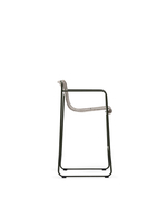 Полубарный стул Maurina из зелёной оцинкованной стали и экрю и серого шнура 64,5 см