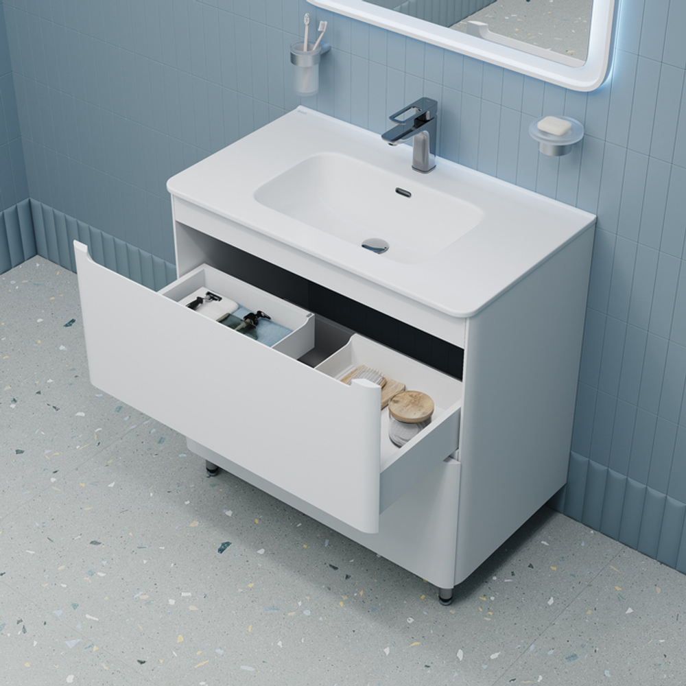 Тумба с умывальником IDDIS Edifice, напольная, 80 см, белая, EDI80WFi95K