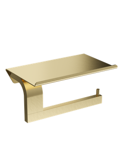 Держатель для туалетной бумаги STWORKI Вестфолл S08345GM настенный, матовое золото, с полкой