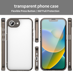 Чехол прозрачный для iPhone 16e, мягкие усиленные боковые рамки тонированные серые