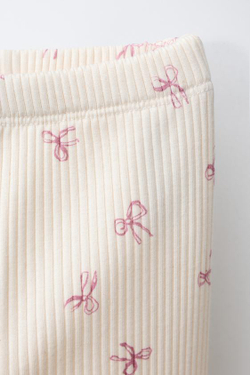 ZARA ЛЕГИНСЫ В РУБЧИК SOFT TOUCH С БАНТАМИ, ЭКРЮ