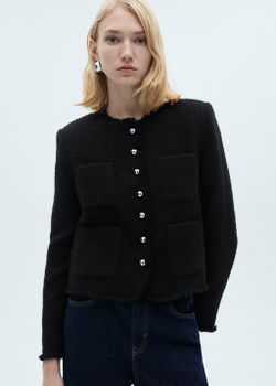 Куртка из твида с пуговицами-стразами