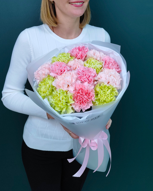 Яркий букет из диантусов микс,15шт(00379)