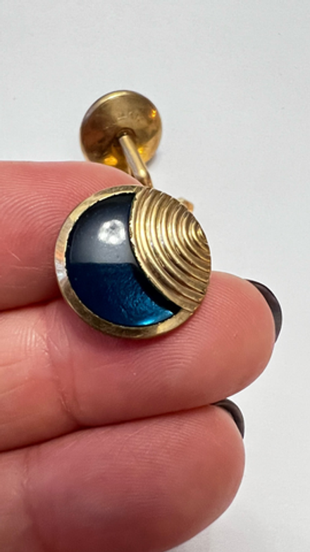 Винтажные запонки swank с синей вставкой