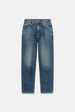 ZARA ДЖИНСЫ Z.01 MOM FIT С ВЫСОКОЙ ПОСАДКОЙ, СИНИЙ