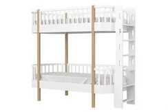 Кровать двухъярусная Ellipse Classic торцевая лестница Белая