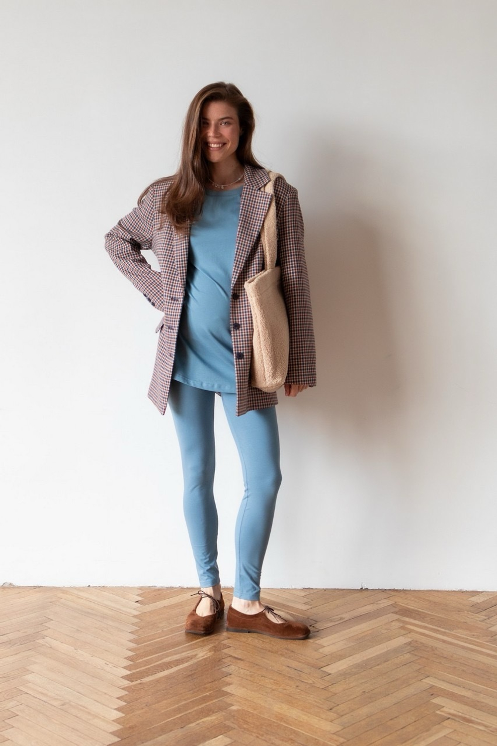 Легинсы с мягким поясом, Пыльно-голубой