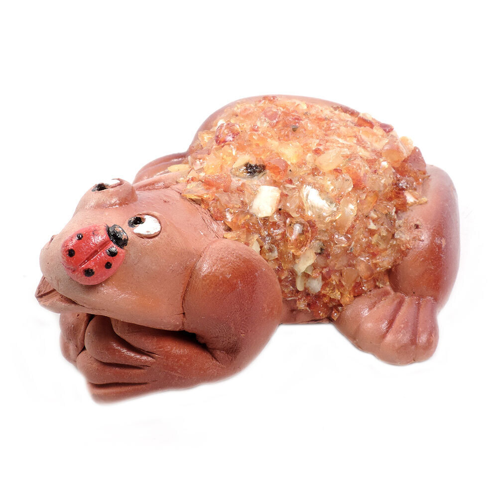 Лягушка керамика, янтарь асс.