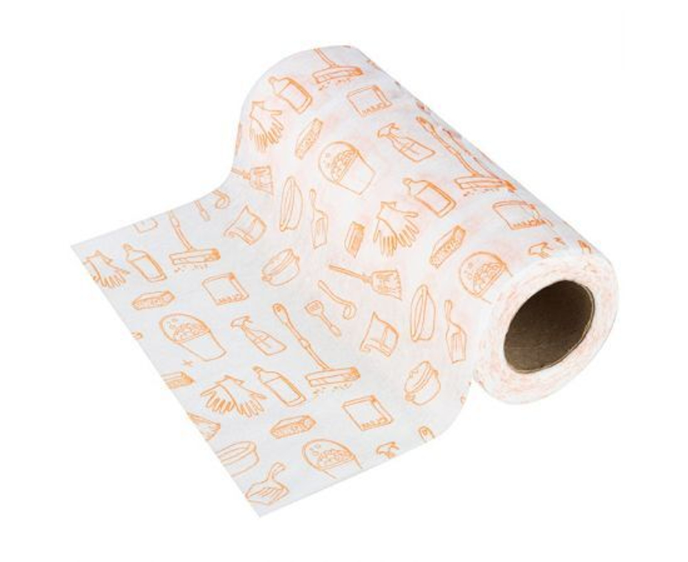 Салфетки для уборки Рыжий кот универсальные вискоза полиэстер оранжевые 20х25см (в рулоне 20шт.) (комплект из 3 шт)