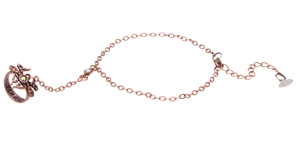 "Барк" кольцо-браслет в медном покрытии из коллекции "Кассида" от Jenavi с замком карабин