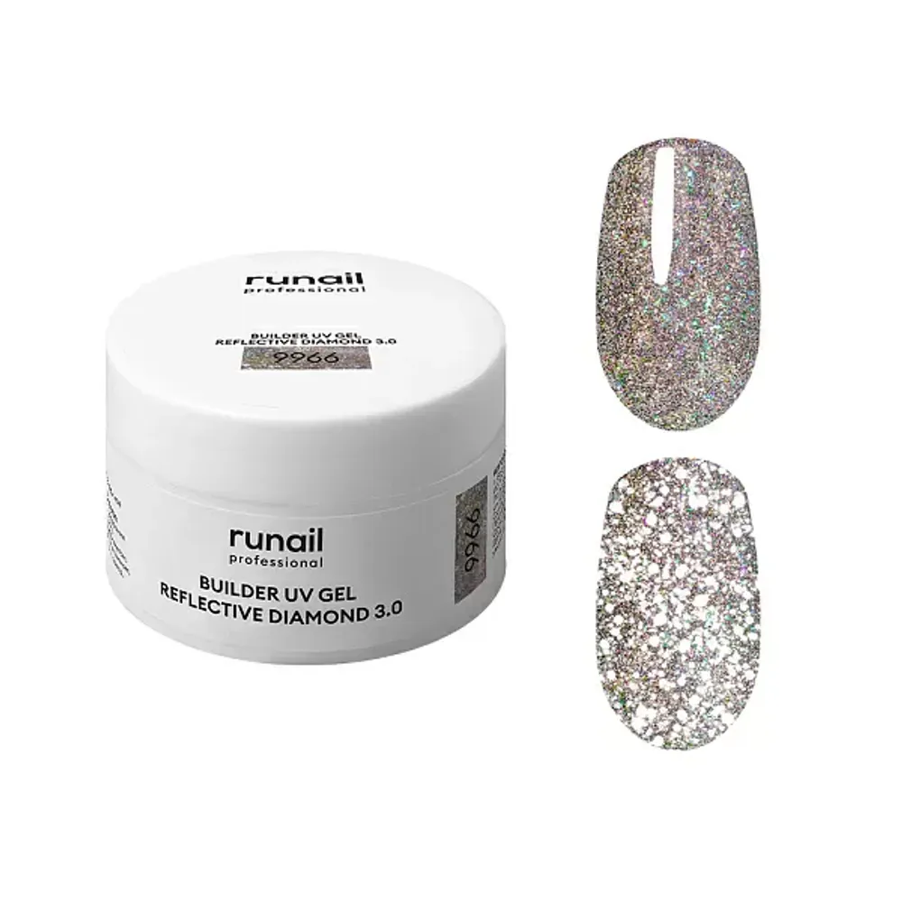 Моделирующий УФ-гель светоотражающий BUILDER UV GEL REFLECTIVE DIAMOND 3.0, 15г №9966