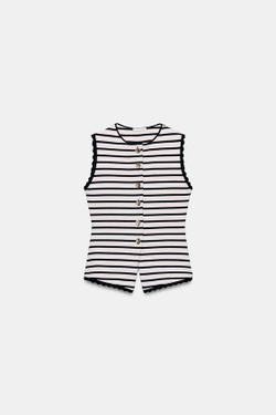 ZARA ТОП-ЖИЛЕТ В ПОЛОСКУ С ПУГОВИЦАМИ, ПОЛОСКИ