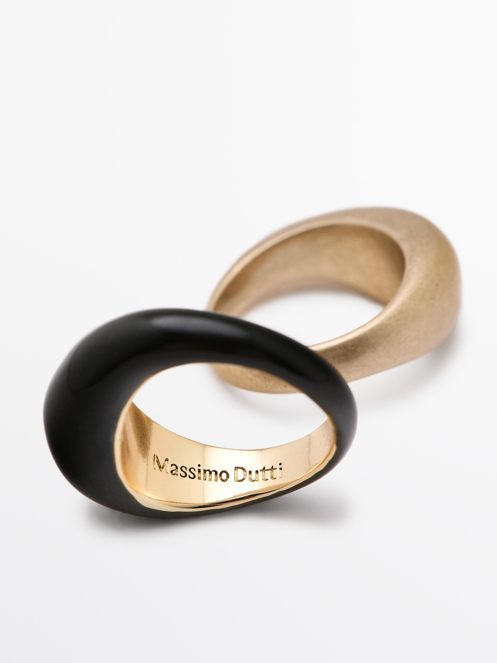 Massimo Dutti Набор эмалированных колец, золотистый
