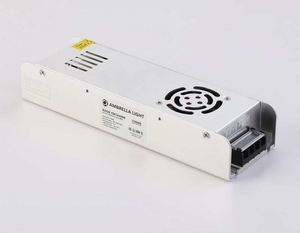 Ambrella Блок питания с EMC для светодиодной ленты 24V 360W 15A IP20 185-260V 223*67*40 GS8686 LED Driver 24V GS8686