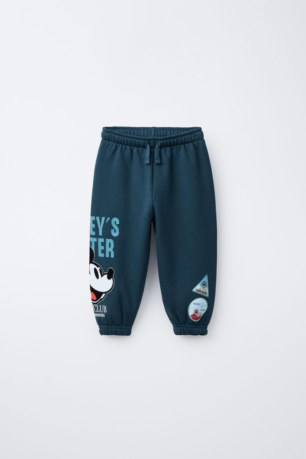 ZARA БРЮКИ-ДЖОГГЕРЫ FLOCK «МИККИ МАУС» © DISNEY, НЕФТЯНОЙ